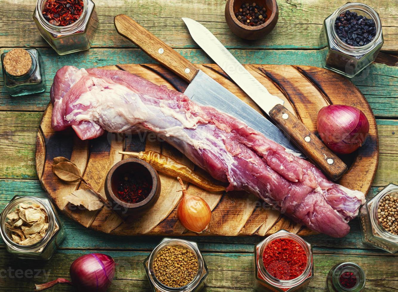 carne de cerdo cruda, carne fresca foto