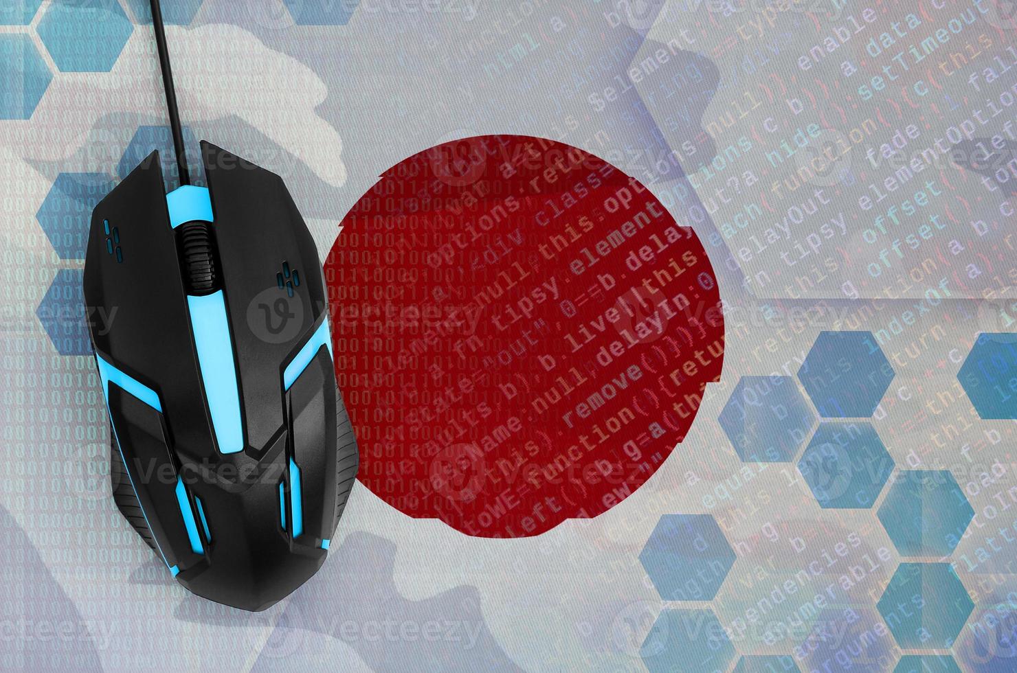 Japan flag  and computer mouse. Digital threat, illegal actions on the Internet photo