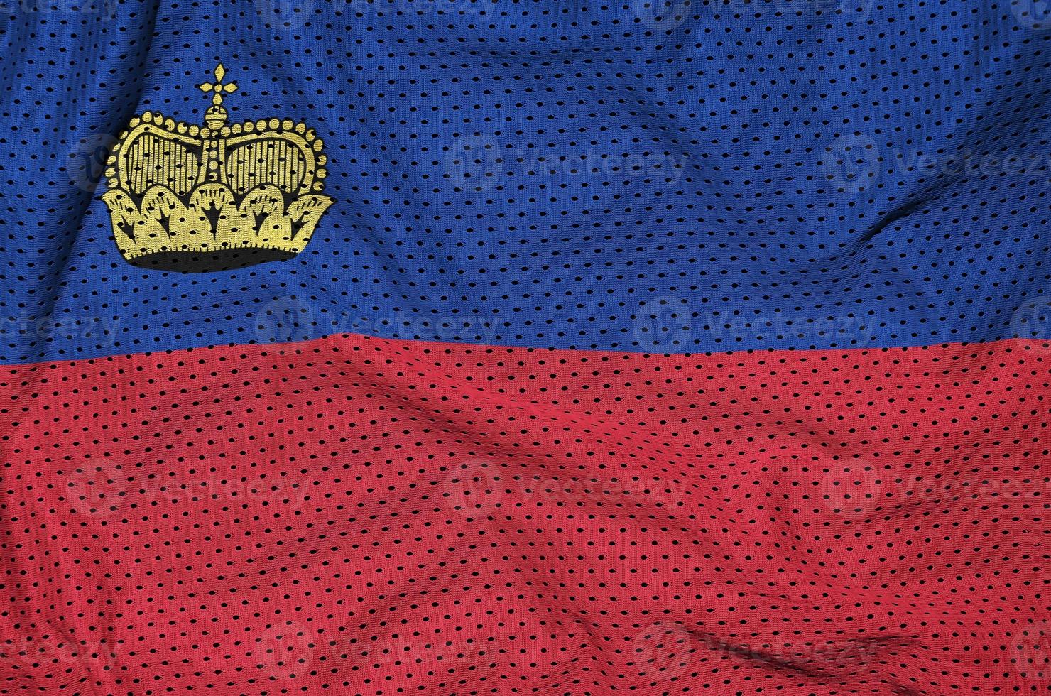 Liechtenstein flag printed on a polyester nylon sportswear mesh photo