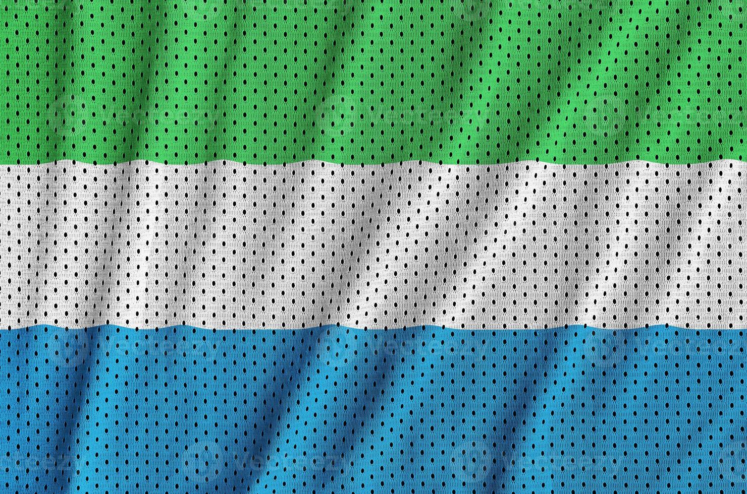 Sierra Leone flag printed on a polyester nylon sportswear mesh f photo