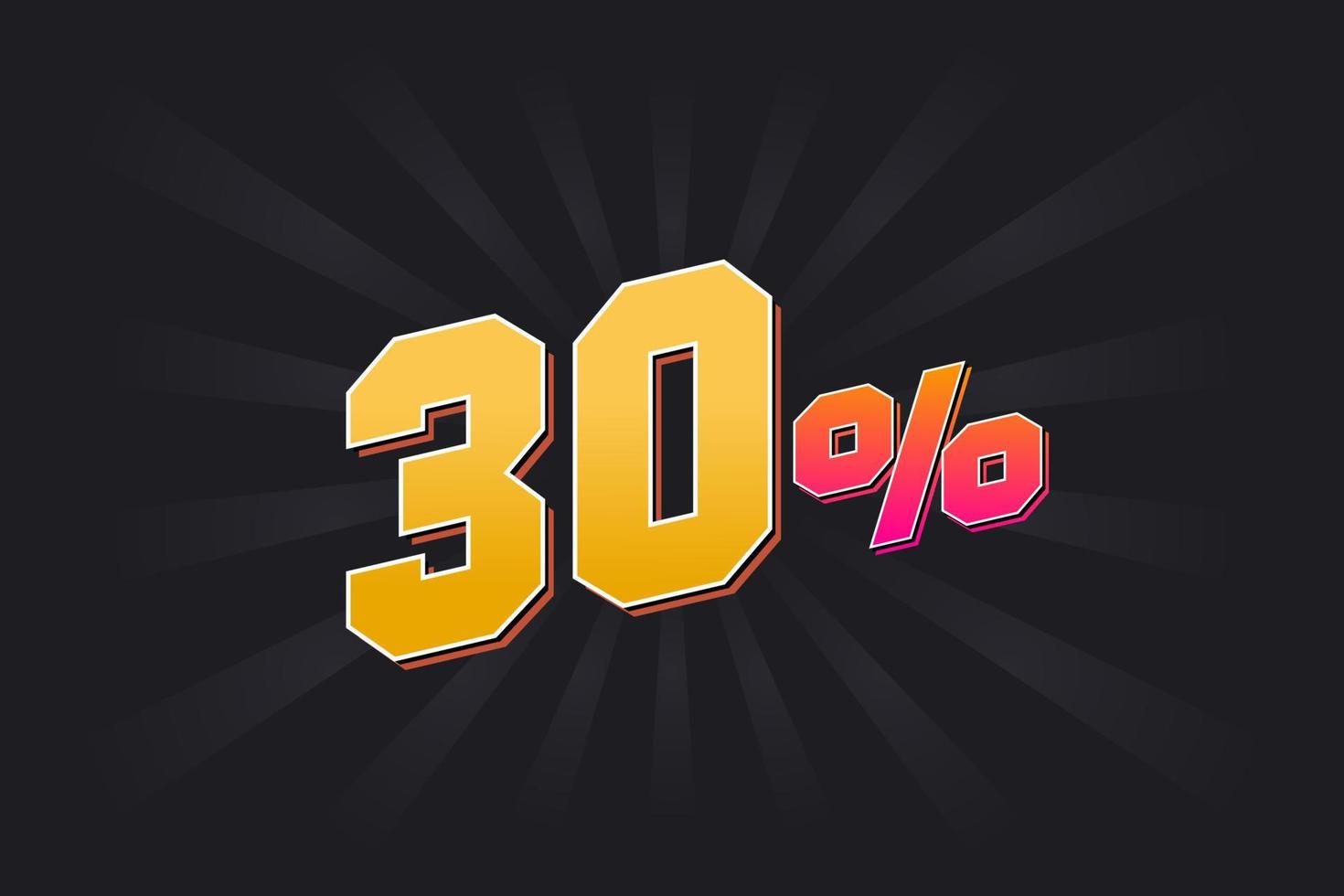 30 discount banner with dark background and yellow text. 30 percent sales promotional design. vector