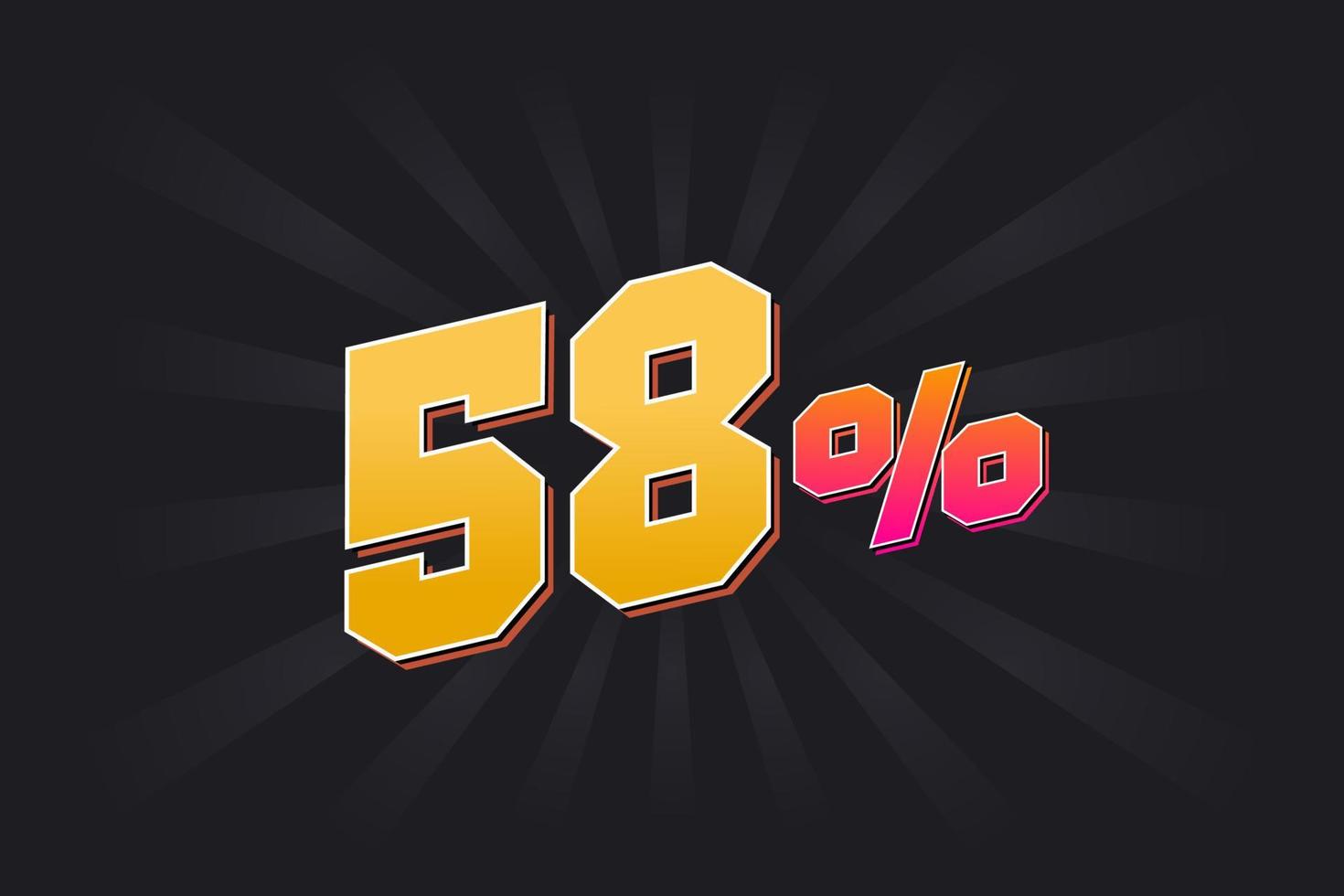 58 discount banner with dark background and yellow text. 58 percent sales promotional design. vector