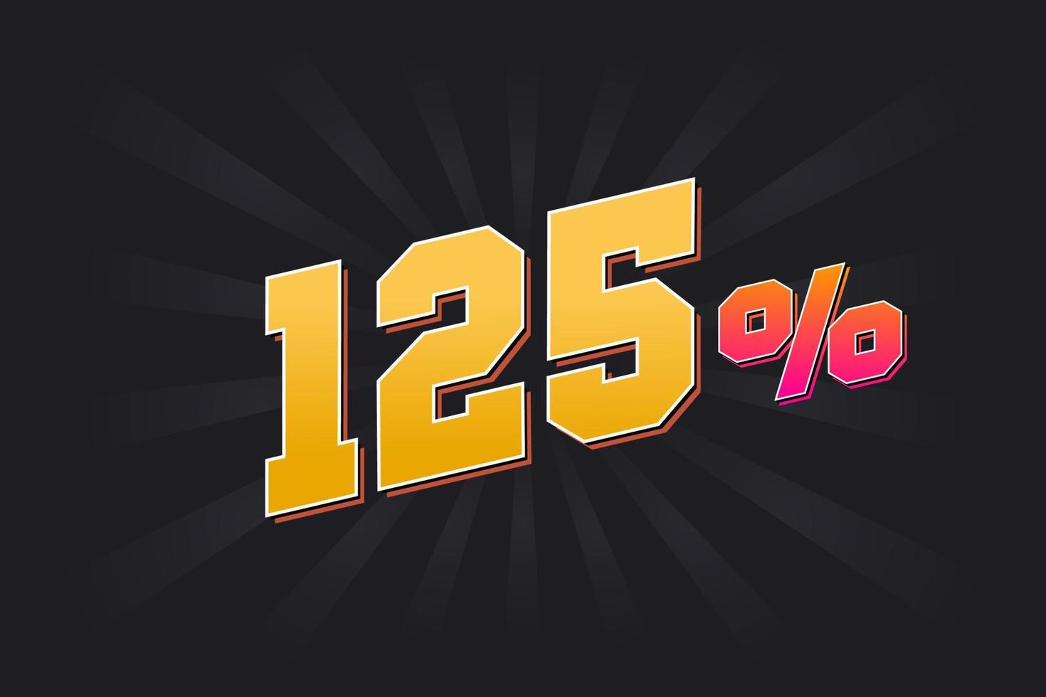 125 discount banner with dark background and yellow text. 125 percent sales promotional design. vector