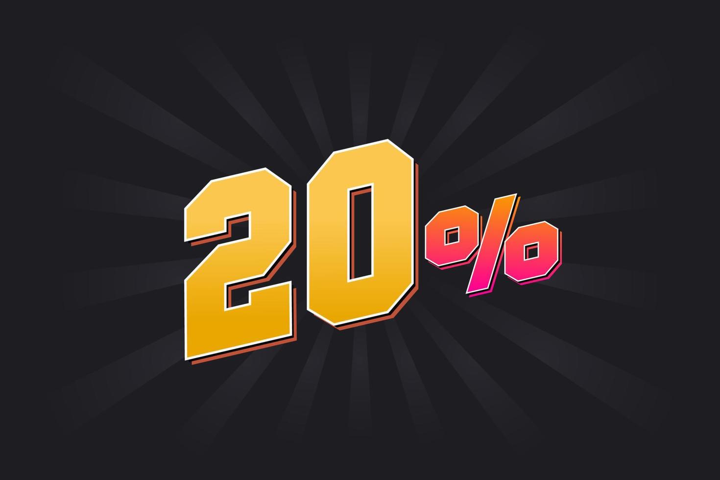 20 discount banner with dark background and yellow text. 20 percent sales promotional design. vector