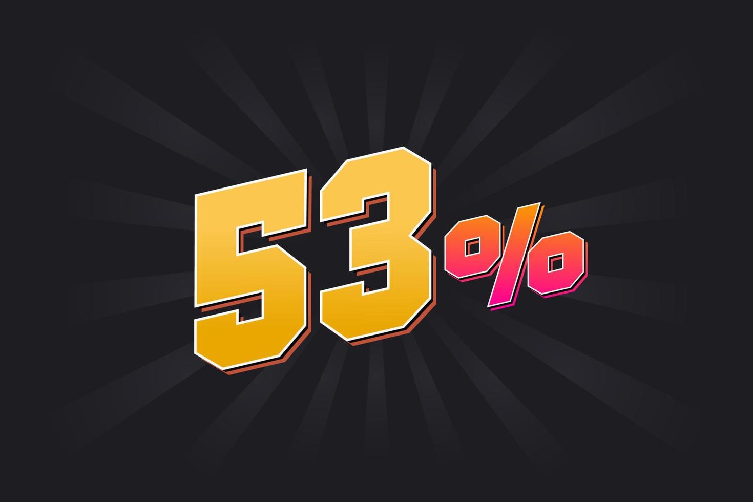 53 discount banner with dark background and yellow text. 53 percent sales promotional design. vector