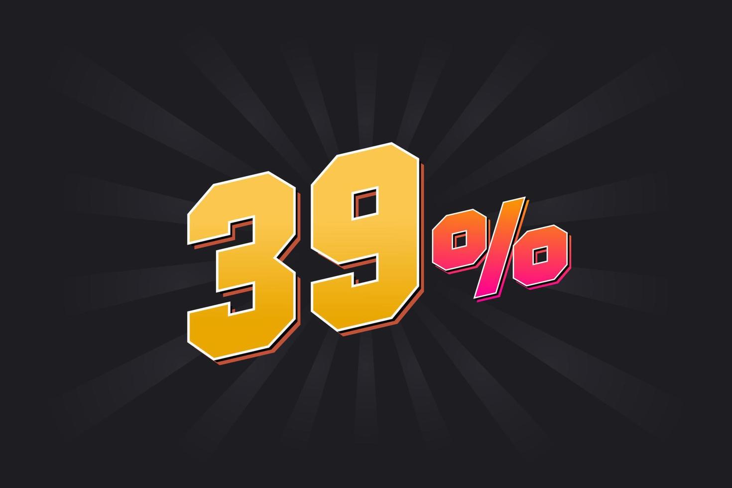 39 discount banner with dark background and yellow text. 39 percent sales promotional design. vector
