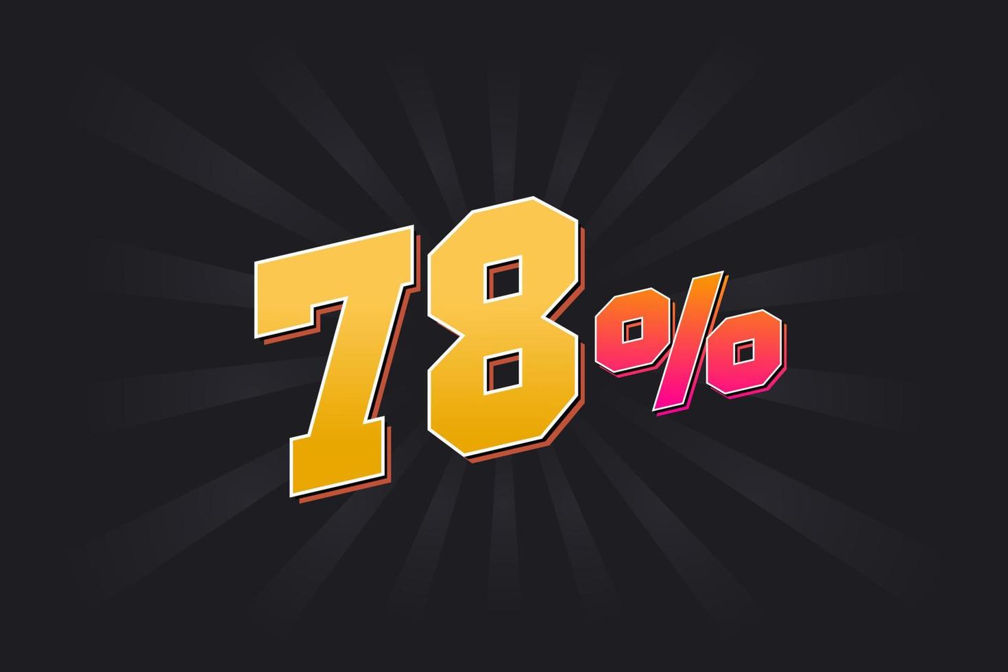 78 discount banner with dark background and yellow text. 78 percent sales promotional design. vector
