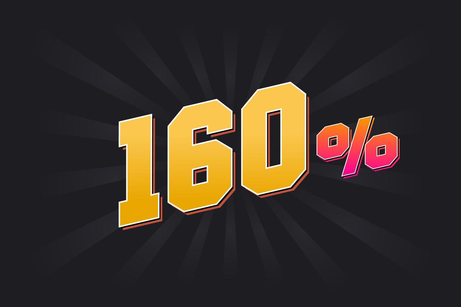 160 discount banner with dark background and yellow text. 160 percent sales promotional design. vector