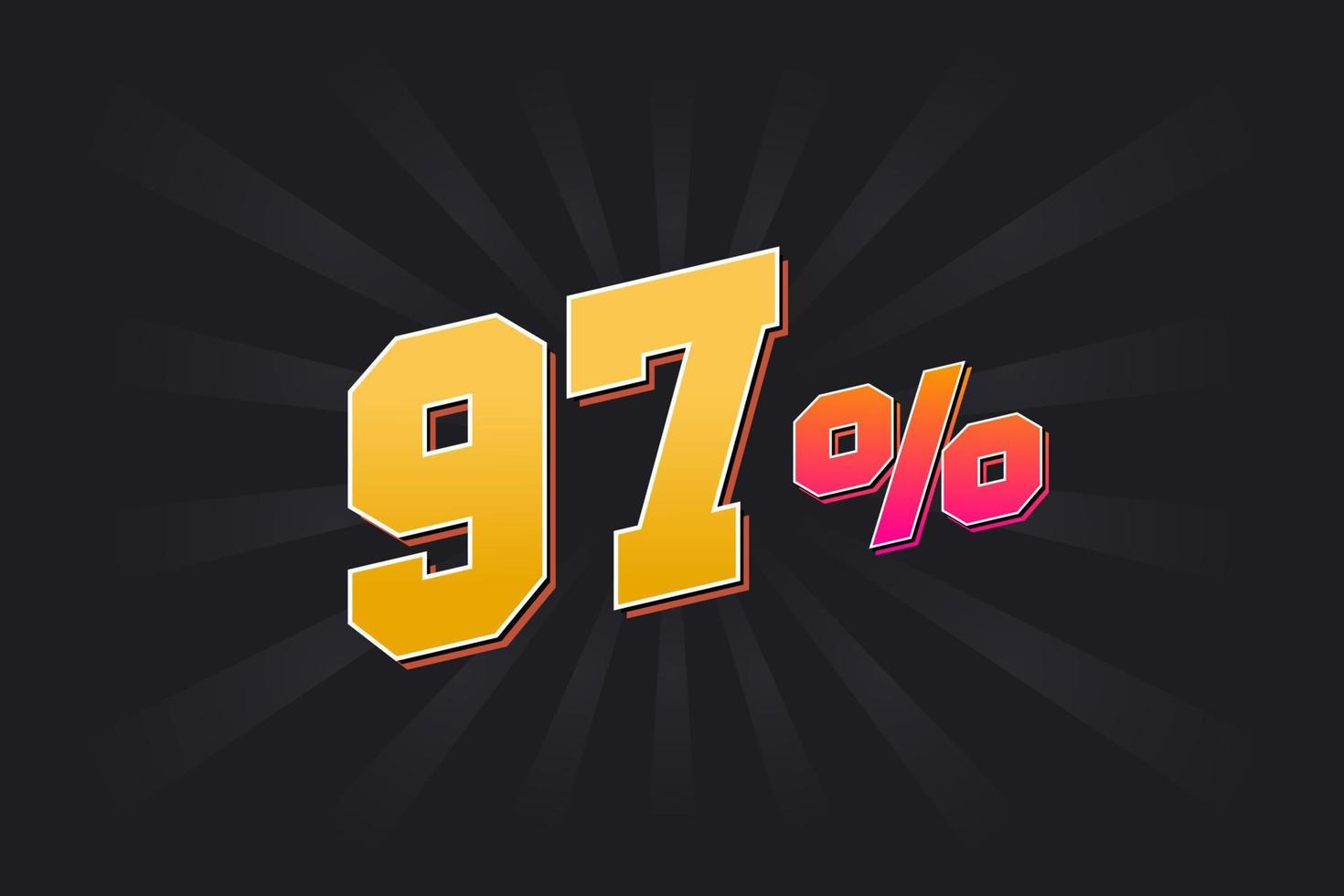 97 discount banner with dark background and yellow text. 97 percent sales promotional design. vector