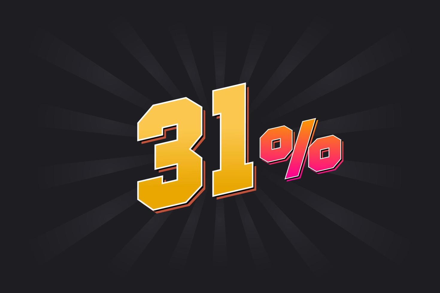 31 discount banner with dark background and yellow text. 31 percent sales promotional design. vector