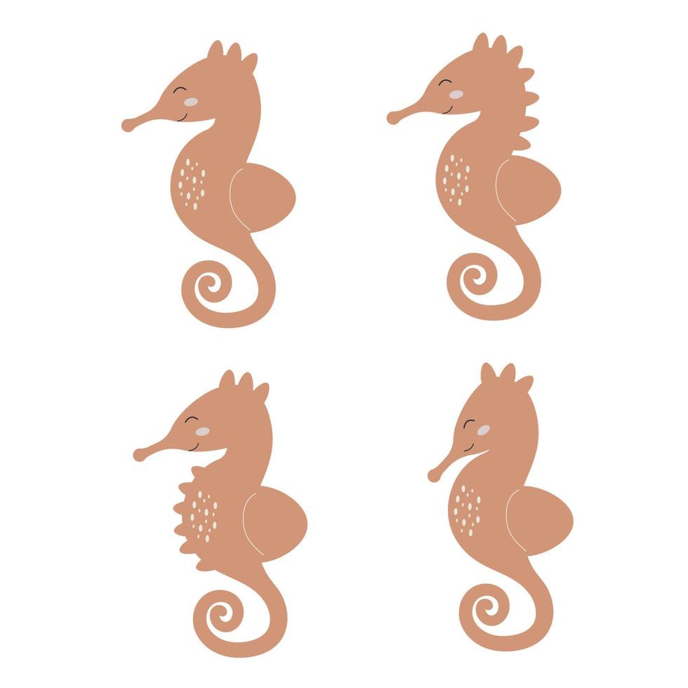 Seahorse in boho style. Vector illustration