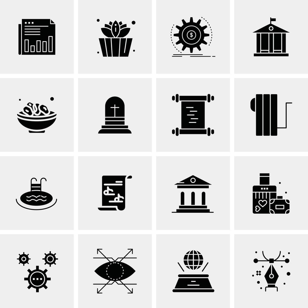 16 iconos de negocios universales vector ilustración de icono creativo para usar en proyectos relacionados con la web y dispositivos móviles