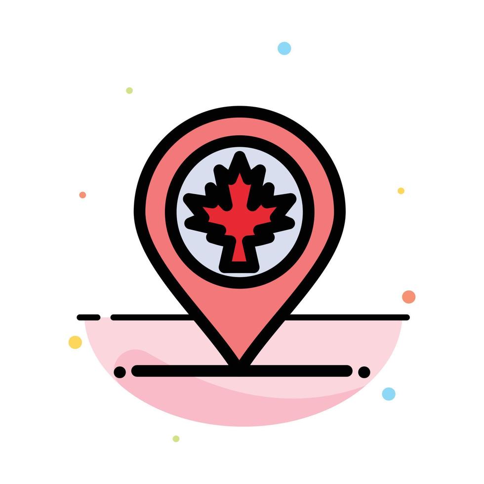 ubicación del mapa plantilla de icono de color plano abstracto de hoja de canadá vector