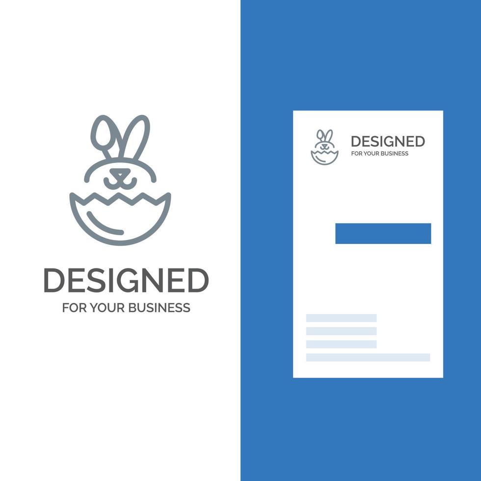 huevo conejo pascua gris diseño de logotipo y plantilla de tarjeta de visita vector