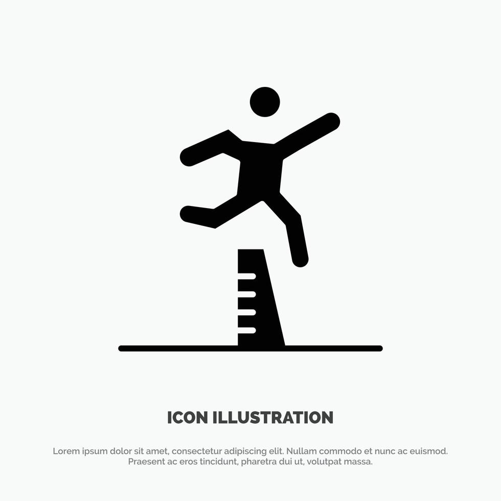 Athlete Jumping Runner Running Steeplechase solid Glyph Icon vector