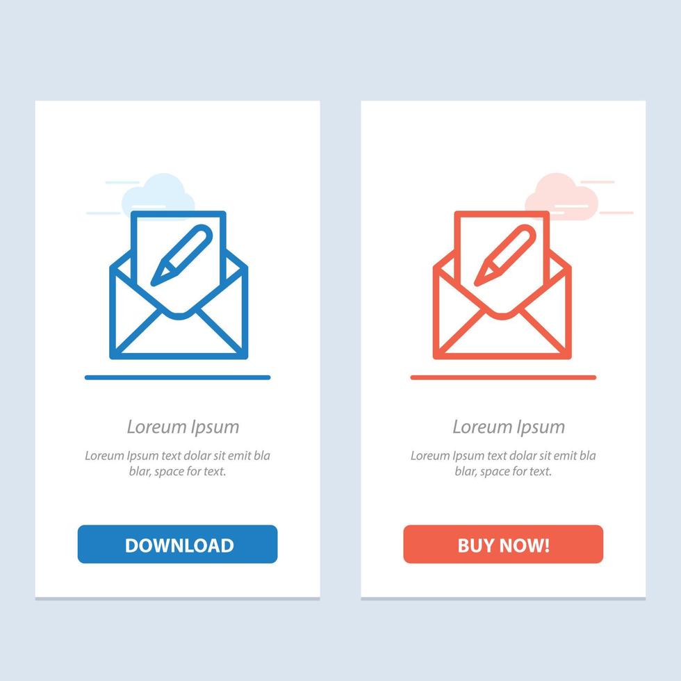 Compose Edit Email Envelope Mail  Blue and Red Download and Buy Now web Widget Card Template vector