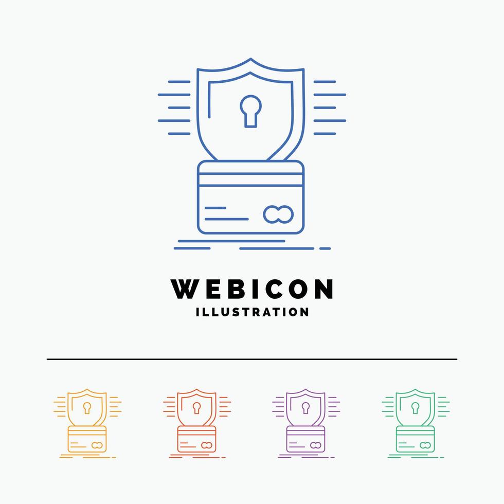 security. credit card. card. hacking. hack 5 Color Line Web Icon Template isolated on white. Vector illustration