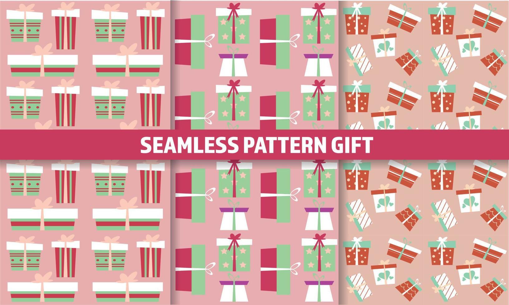 Seamless pattern present gift. Red, white colour Christmas. Birthday. vector