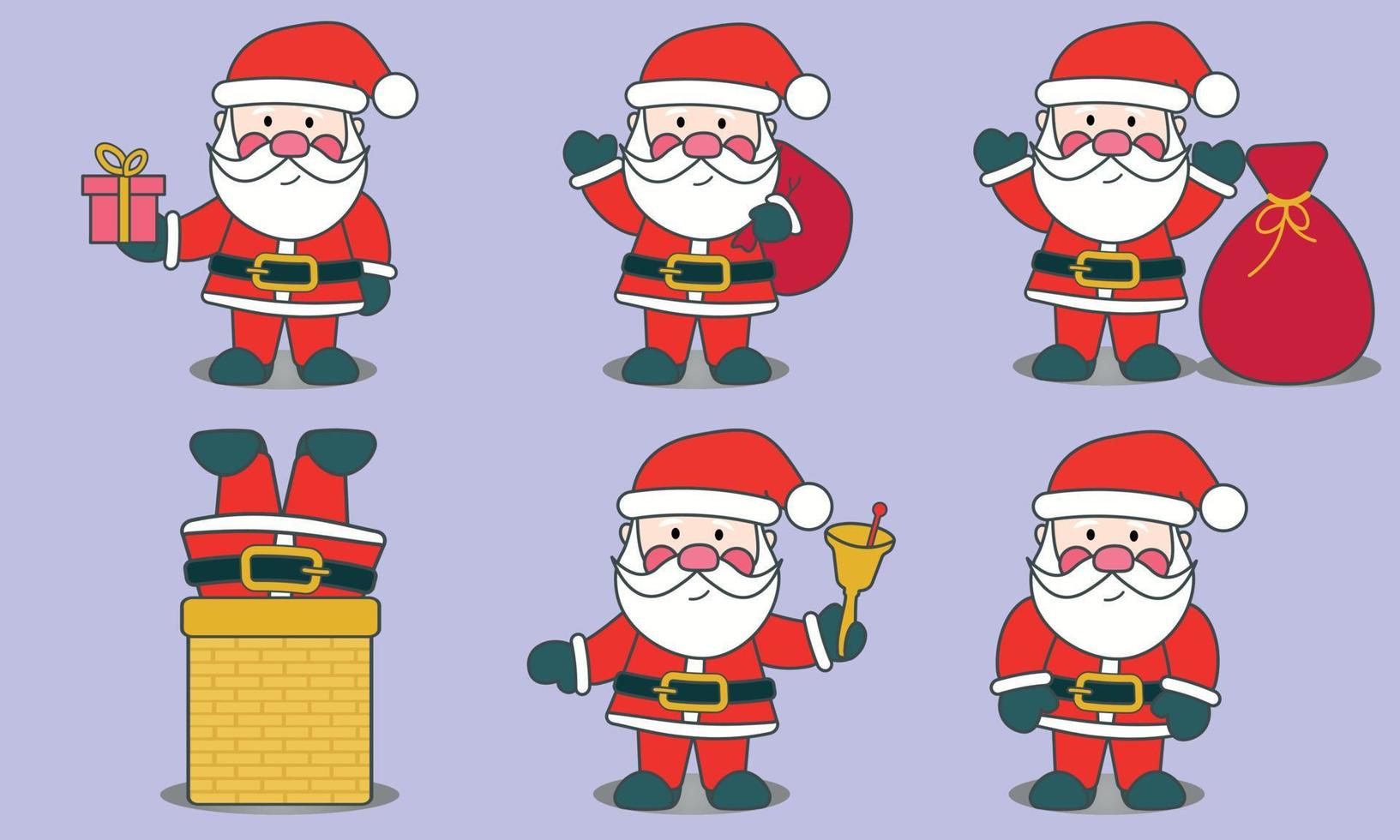 Set of Santa Claus in different poses. New Year. Christmas. vector