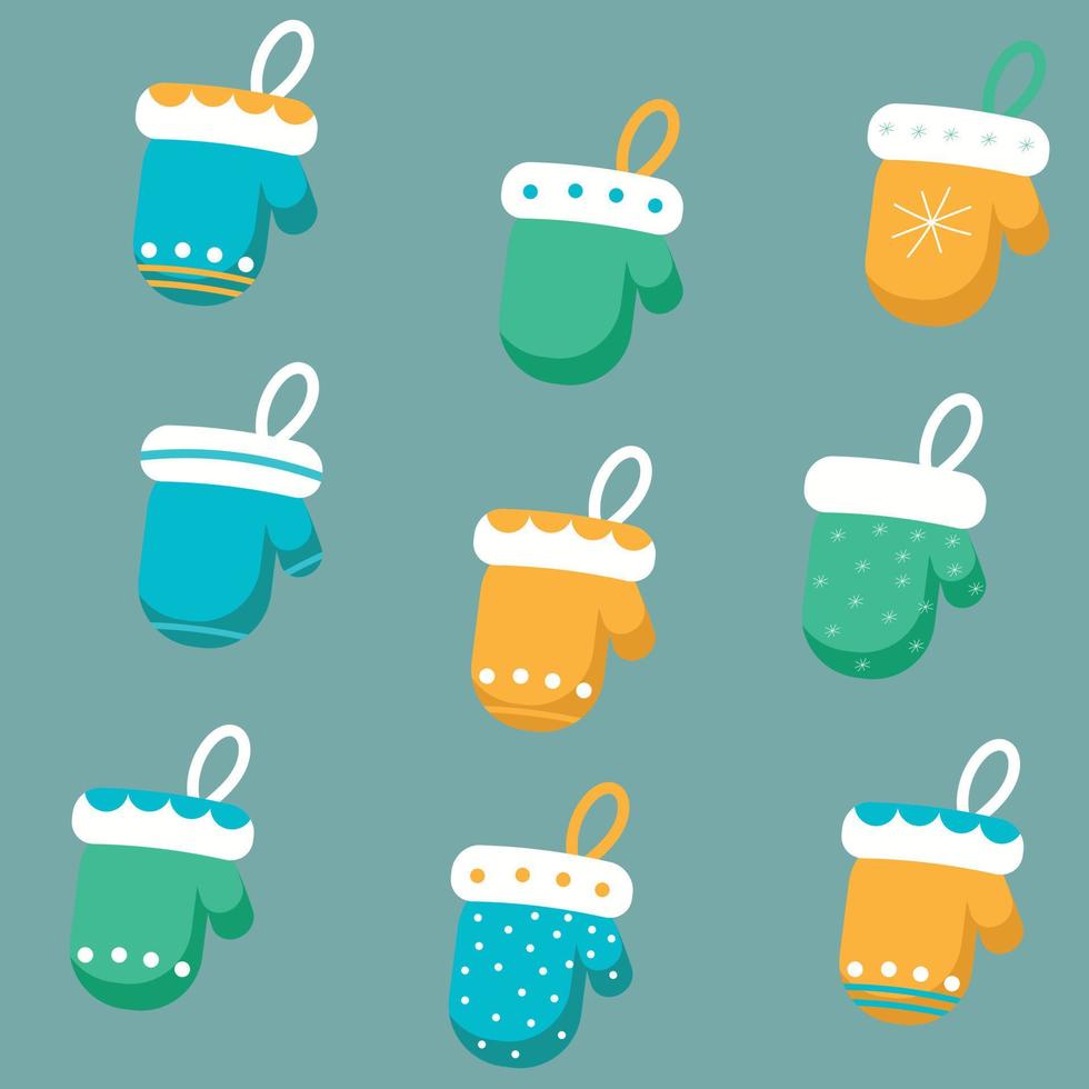 Mitten set. Christmas. vector