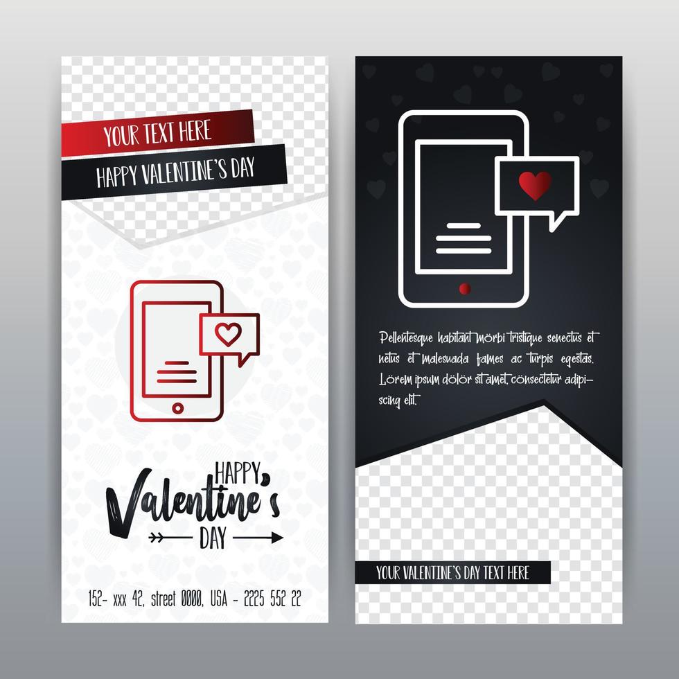 Valentines Day Big Banner Template Red Background vector