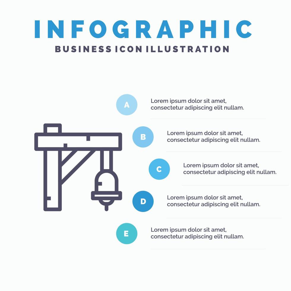 Bell Sign Train Transportation Line icon with 5 steps presentation infographics Background vector