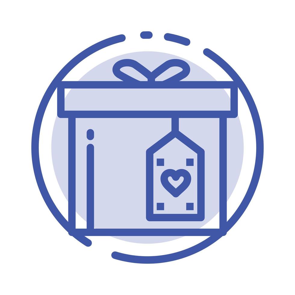 Gift Box Box Surprise Delivery Blue Dotted Line Line Icon vector
