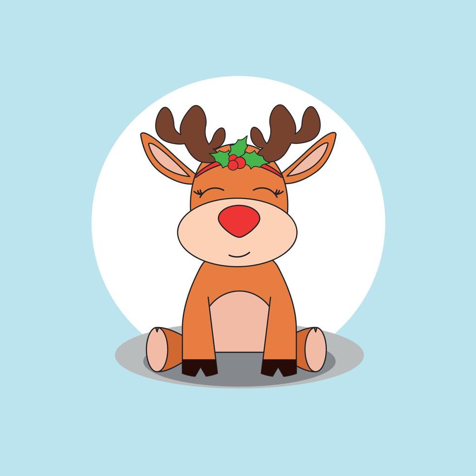 A deer sits on the floor. Christmas. New Year. Winter. vector