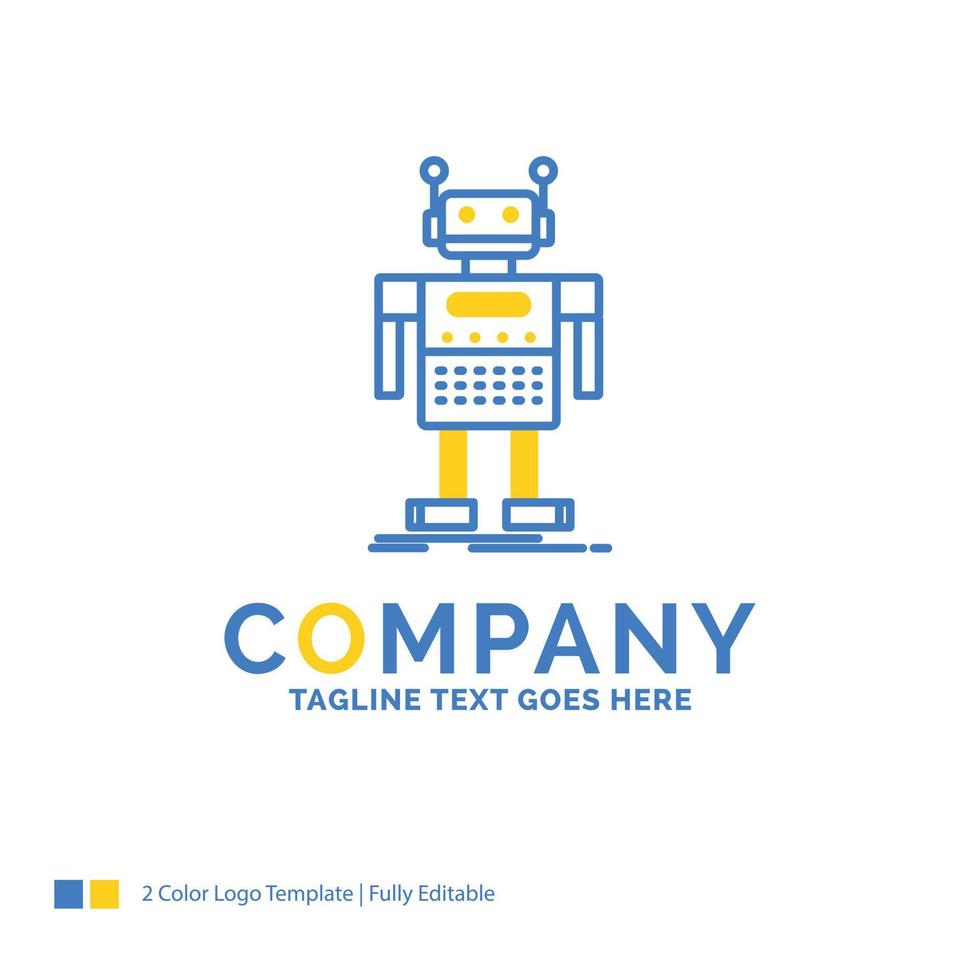robot. Android. artificial. bot. technology Blue Yellow Business Logo template. Creative Design Template Place for Tagline. vector