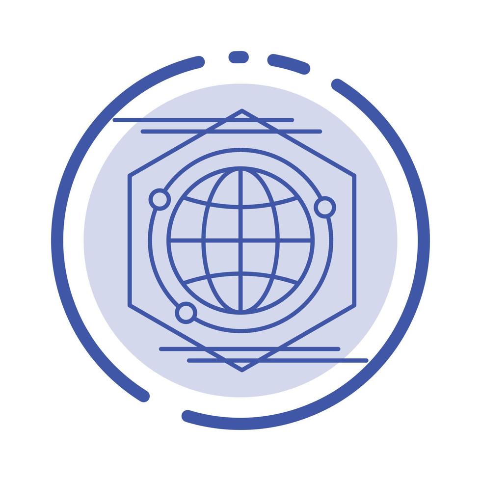 Globe Polygon Space Idea Blue Dotted Line Line Icon vector