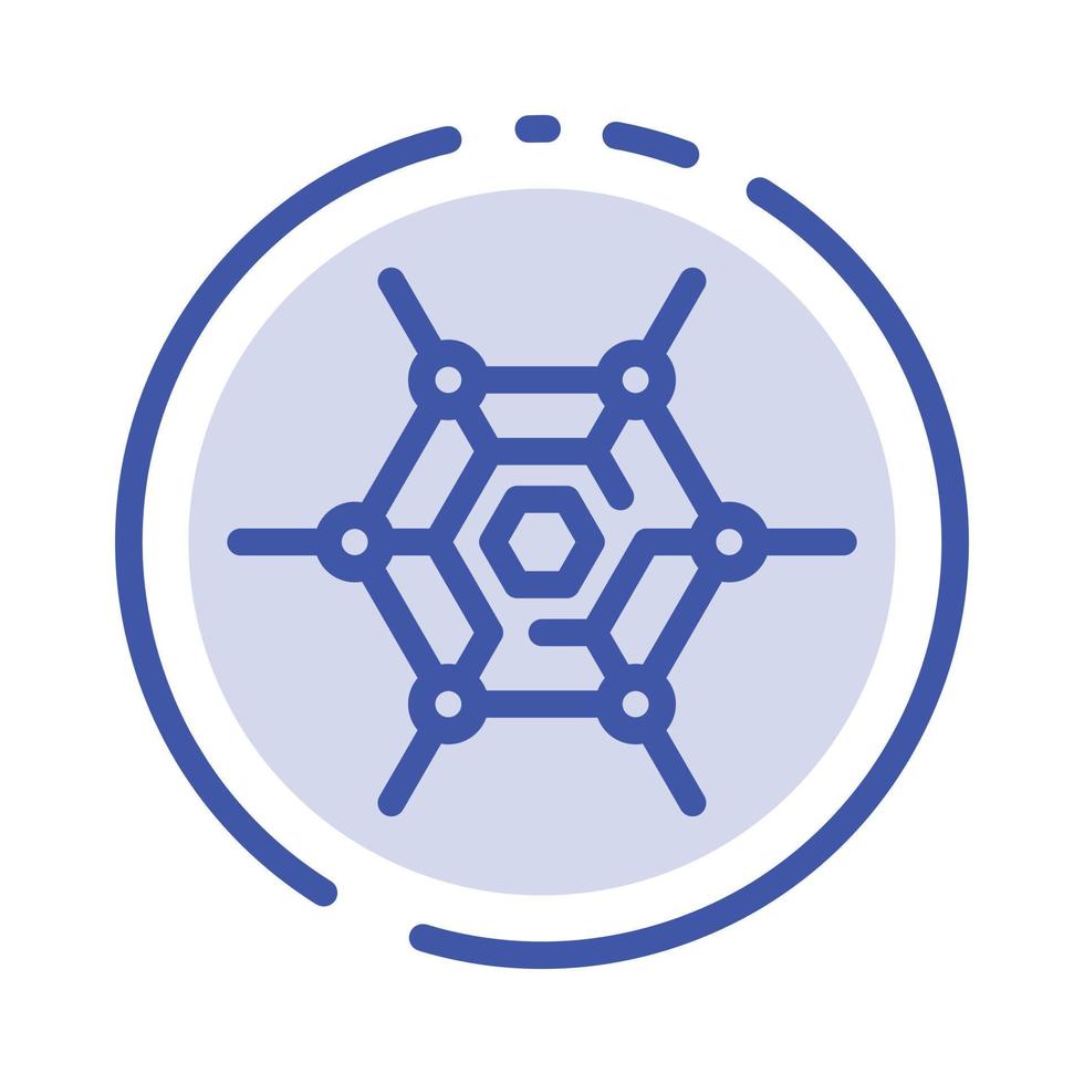 Decentralized Network Technology Blue Dotted Line Line Icon vector