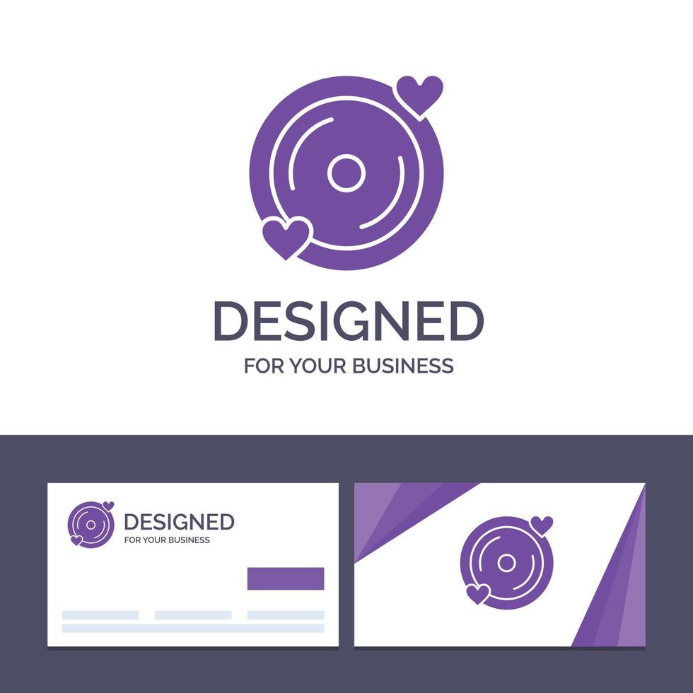 tarjeta de visita creativa y plantilla de logotipo disco amor corazón boda vector ilustración