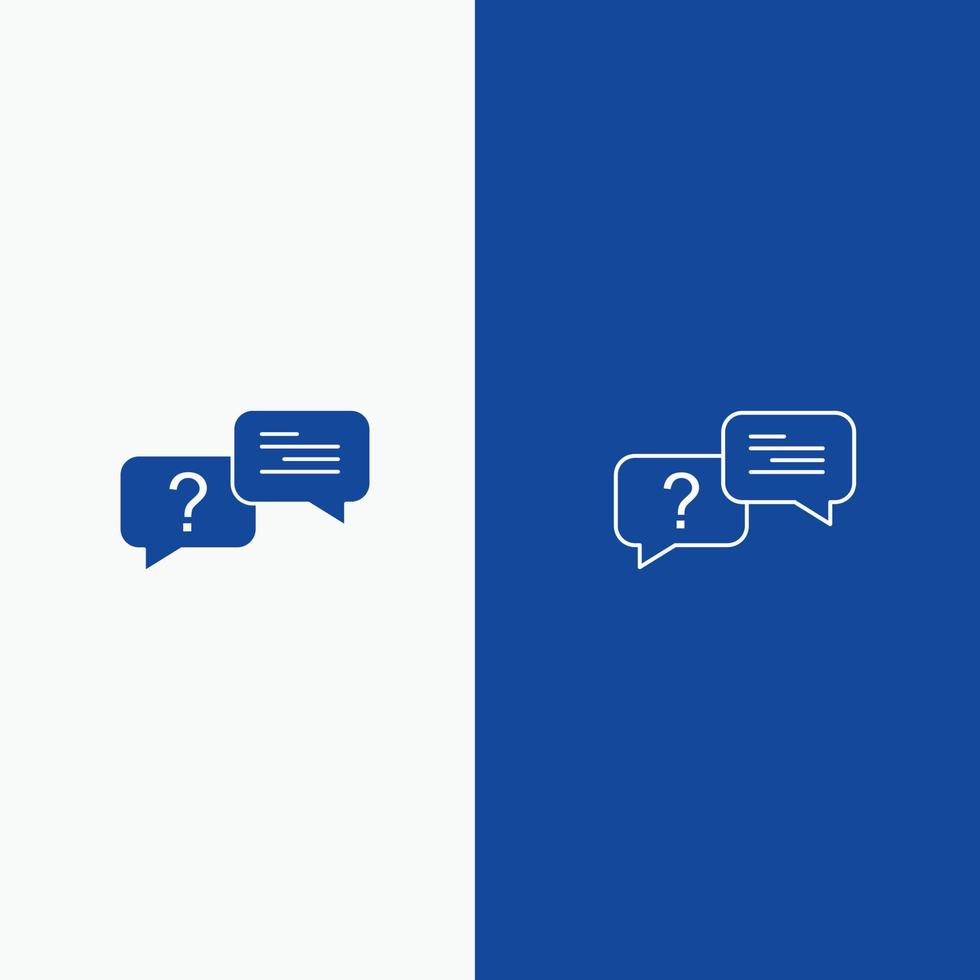 Chat Bubble Popup Message Line and Glyph Solid icon Blue banner Line and Glyph Solid icon Blue banne vector