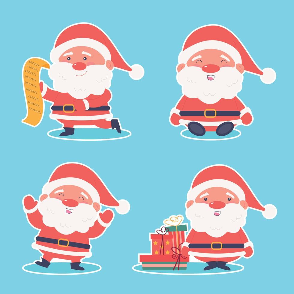 A set of Santa Claus character stickers. Christmas. vector