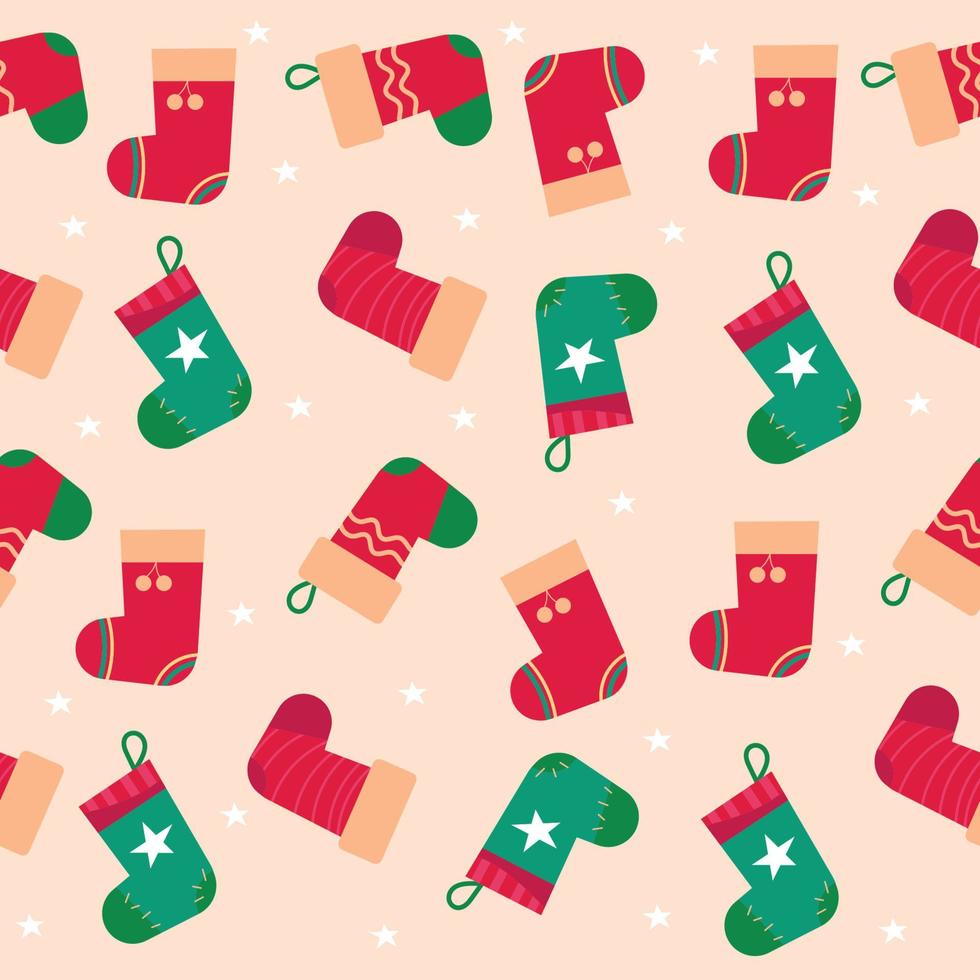 Christmas pattern of different socks. Vector