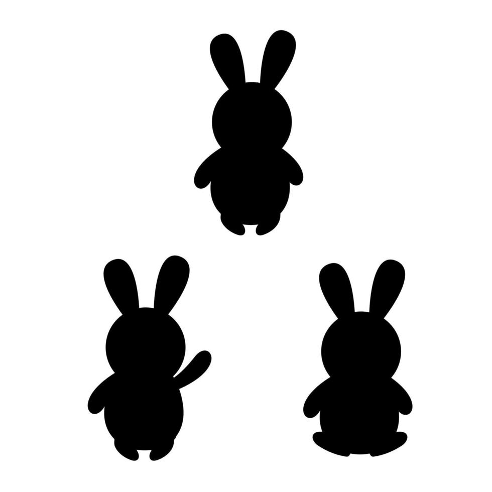 conjunto de conejitos, silueta de conejito. ilustración vectorial vector