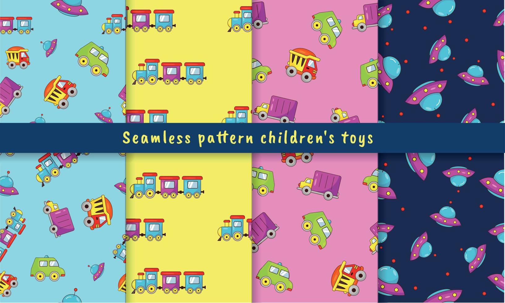 Seamless pattern children's toys transport vector