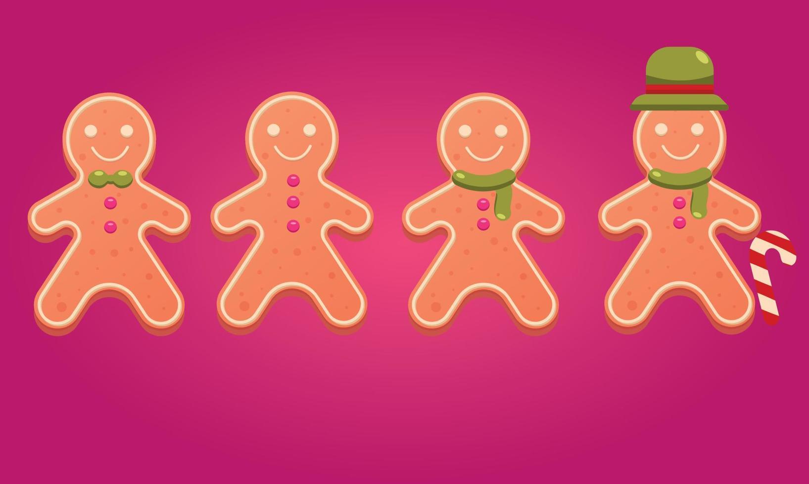 Gingerbread man gingerbread set. Merry Christmas and Happy New Year. vector