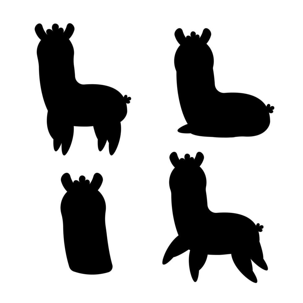 conjunto de siluetas de lama de carácter. ilustración vectorial vector