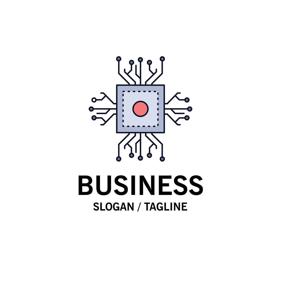 Chip cpu microchip processor technology Flat Color Icon Vector