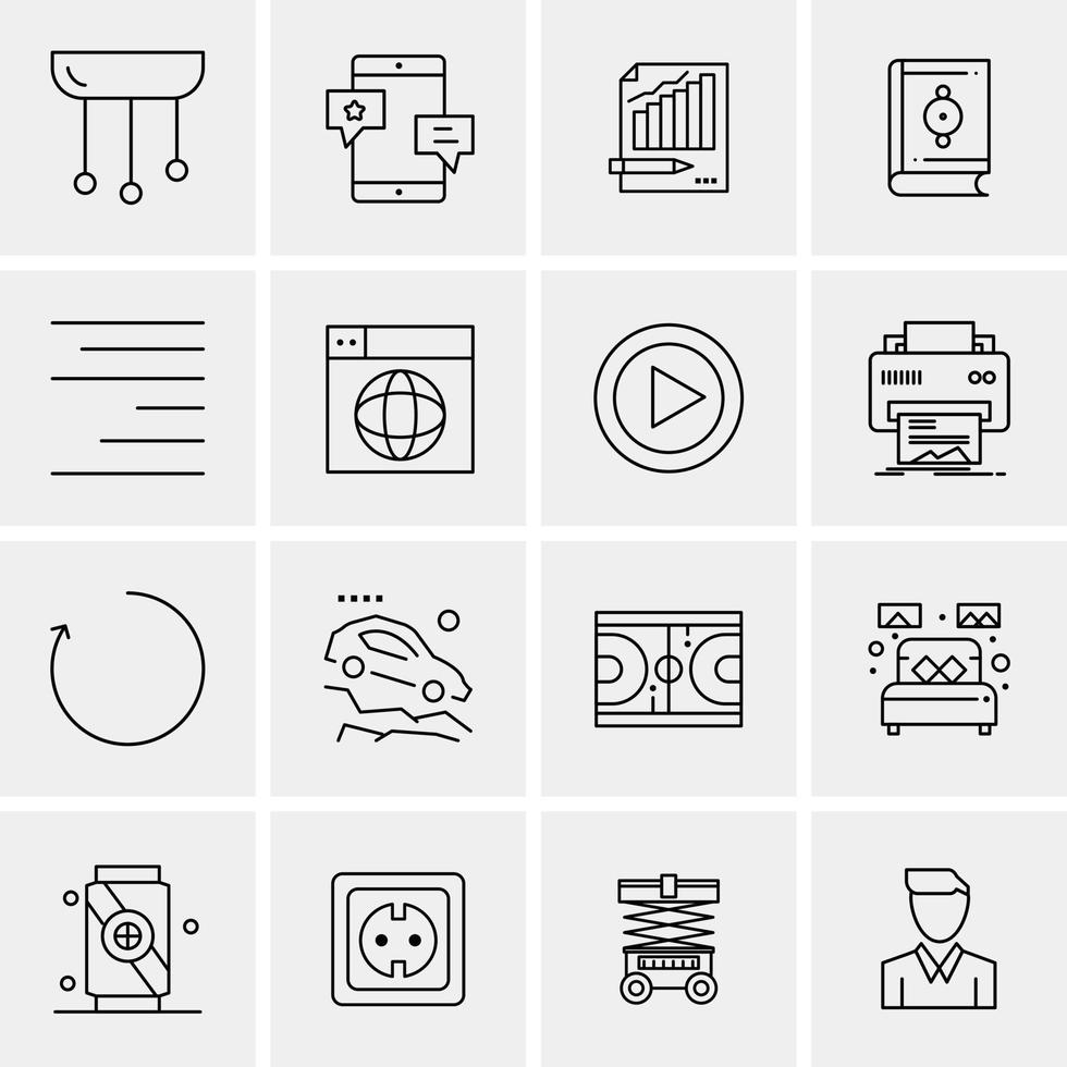 16 iconos de negocios universales vector ilustración de icono creativo para usar en proyectos relacionados con la web y dispositivos móviles