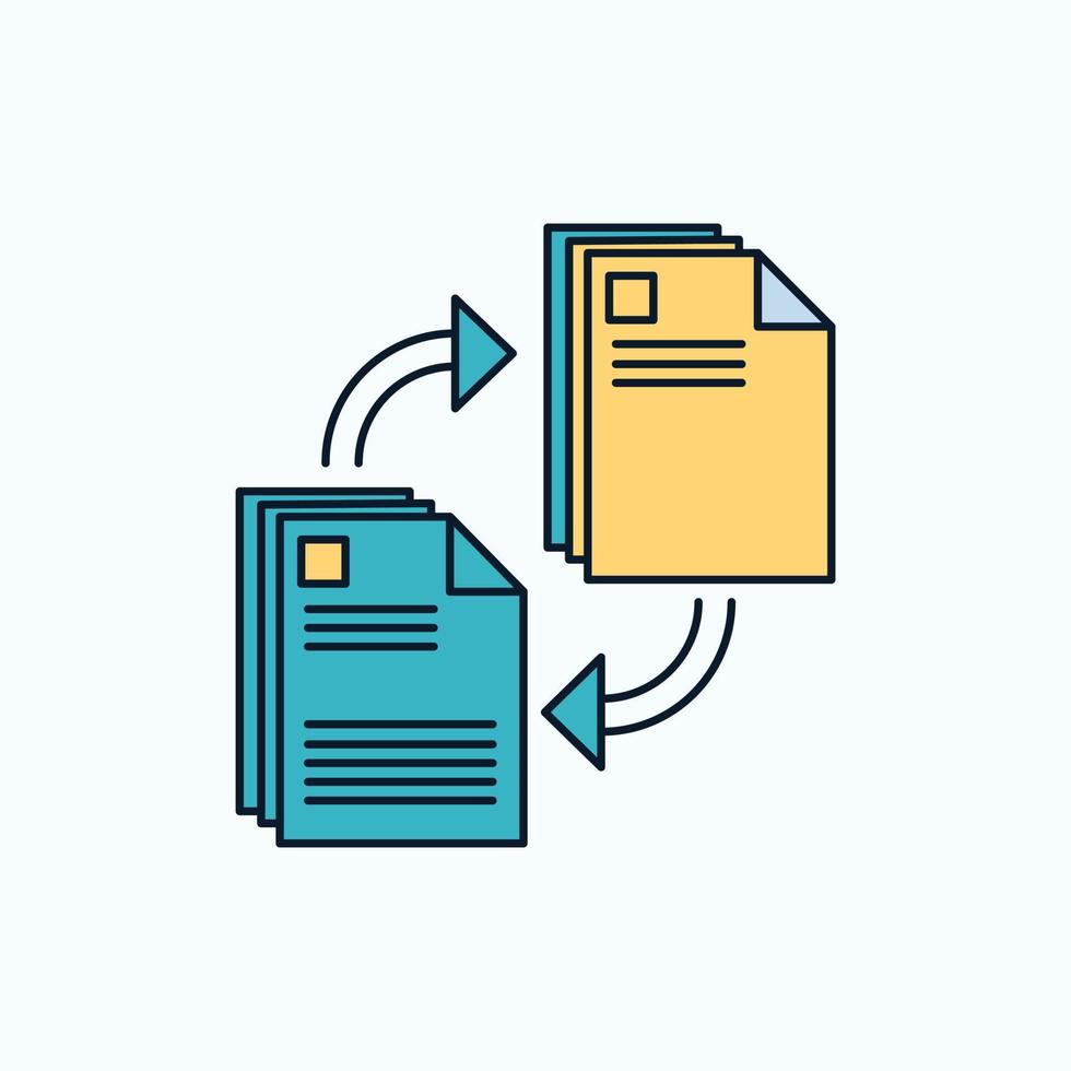 sharing. share. file. document. copying Flat Icon. green and Yellow sign and symbols for website and Mobile appliation. vector illustration