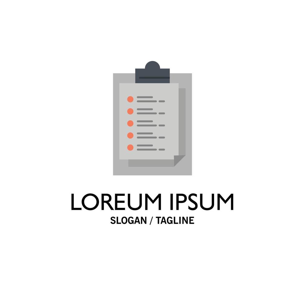 Notepad Report Card Result Presentation Business Logo Template Flat Color vector