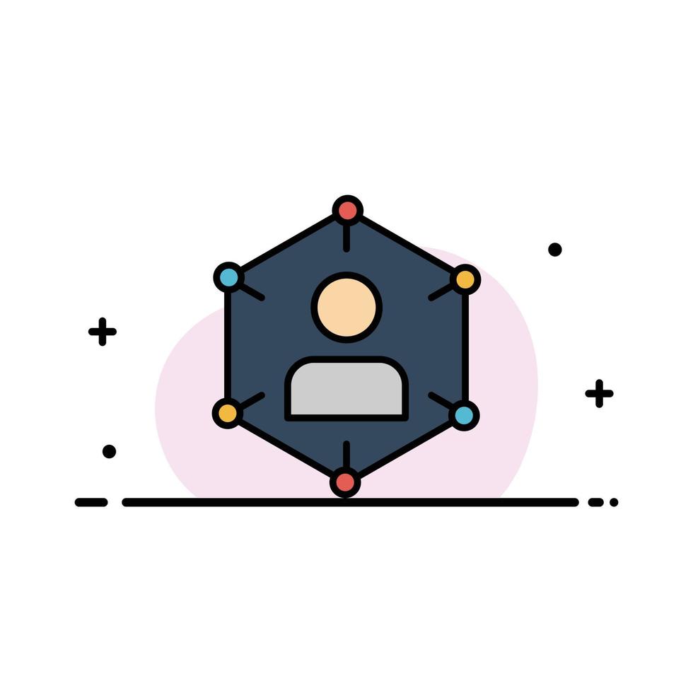 Connection Communication Network People Personal Social User  Business Flat Line Filled Icon Vector