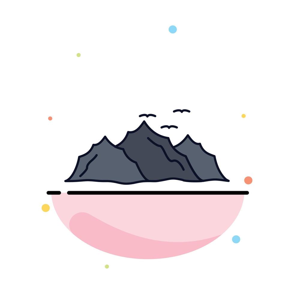 mountain landscape hill nature birds Flat Color Icon Vector