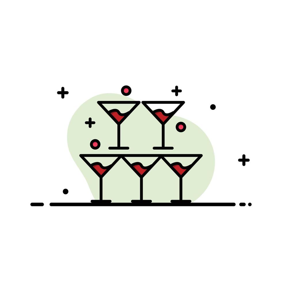 Glass Love Heart Wedding Business Logo Template Flat Color vector