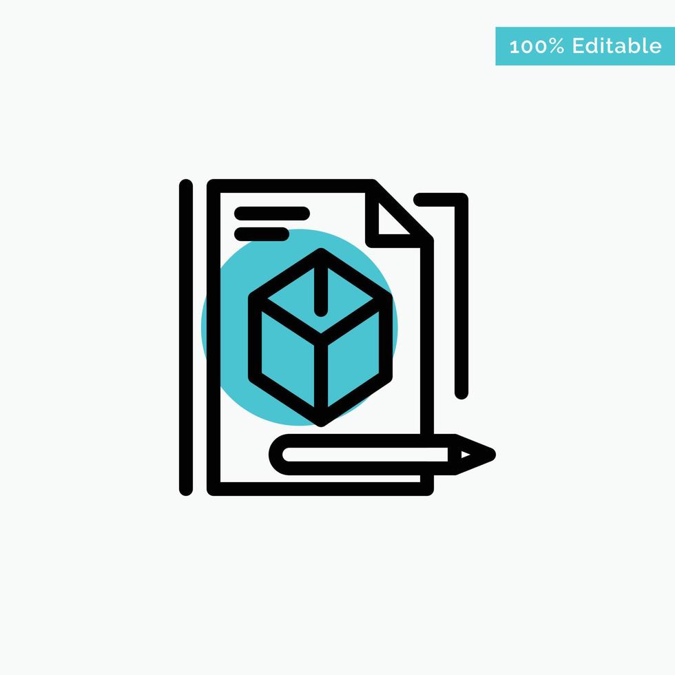 File Box Pencil Technology turquoise highlight circle point Vector icon