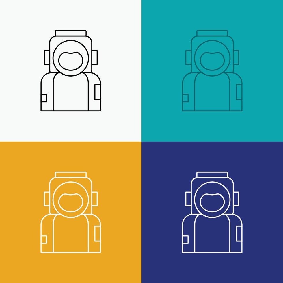 astronaut. space. spaceman. helmet. suit Icon Over Various Background. Line style design. designed for web and app. Eps 10 vector illustration