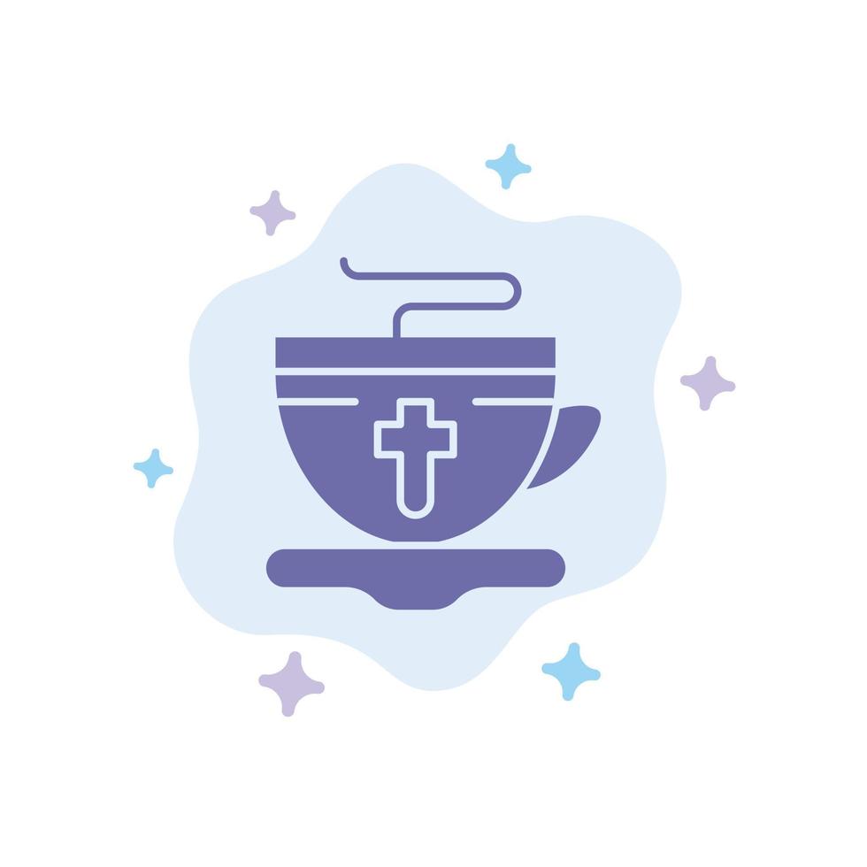 Tea Cup Easter Hot Blue Icon on Abstract Cloud Background vector