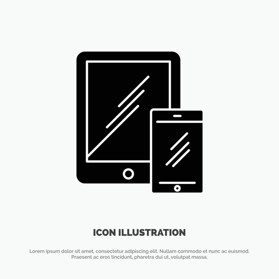 Smartphone Business Mobile Tablet Phone solid Glyph Icon vector